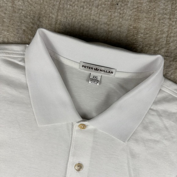 Peter Millar Other - Peter Millar Polo Shirt Mens 2XL Solid White Golf Classic 100% Cotton
